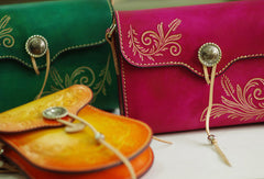 Handcraft retro crossbody leather floral hand dyed shoulder bag /handbag for women - EverHandmade