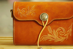 Handcraft retro crossbody leather floral hand dyed shoulder bag /handbag for women - EverHandmade