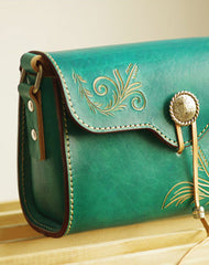 Handcraft retro crossbody leather floral hand dyed shoulder bag /handbag for women - EverHandmade