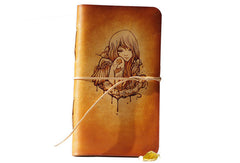 Handcraft vintage brown leather hand painted dyed notebook/travel book/diary/journal - EverHandmade