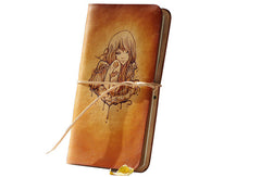 Handcraft vintage brown leather hand painted dyed notebook/travel book/diary/journal - EverHandmade