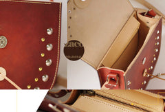 Handcraft retro crossbody leather rivet hand dyed shoulder bag /handbag for women - EverHandmade
