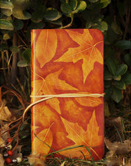 Handmade vintage leather notebook/travel book/diary/journal hand painted dyed