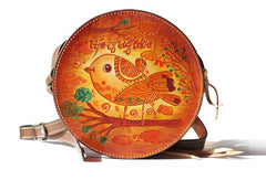 Handcraft retro crossbody leather round hand dyed shoulder bag /handbag for women