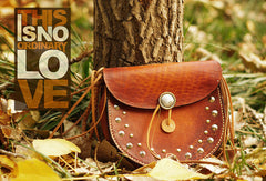 Handcraft vintage floral leather rivet Carved hip bag belt bag pocket for women girl - EverHandmade