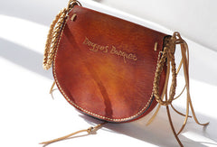 Handcraft vintage floral leather rivet Carved hip bag belt bag pocket for women girl - EverHandmade