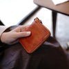 Zip Women Brown Leather Billfold Wallet Small Zip Wallets Around Zipper Wallets For Women