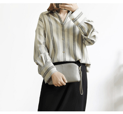 Zip Womens Leather Wristlet Wallet Gray Crossbody Purse Cute Shoulder Bag for Women