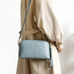 Zip Womens Leather Wristlet Wallet Gray Crossbody Purse Cute Shoulder Bag for Women