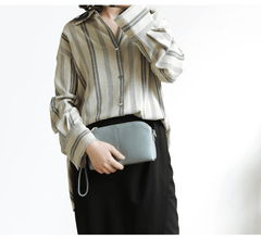 Zip Womens Leather Wristlet Wallet Gray Crossbody Purse Cute Shoulder Bag for Women