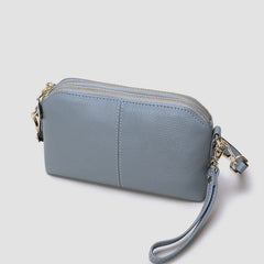 Zip Womens Leather Wristlet Wallet Gray Crossbody Purse Cute Shoulder Bag for Women