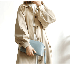 Zip Womens Leather Wristlet Wallet Gray Crossbody Purse Cute Shoulder Bag for Women