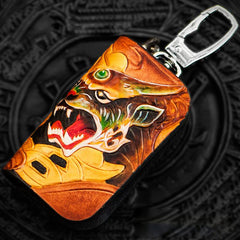 Handmade Leather Tooled Mens Cool Car Key Wallet Car Key Holder Car Key Case for Men