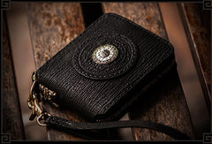 Handmade Leather Small Tooled Mens billfold Chain Wallet Cool Chain Wallet Biker Wallet for Men