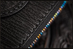 Handmade Leather Small Tooled Mens billfold Chain Wallet Cool Chain Wallet Biker Wallet for Men