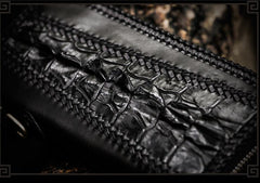 Handmade Leather Mens Biker Chain Wallet Cool Leather Wallet Long Zipper Wallets for Men