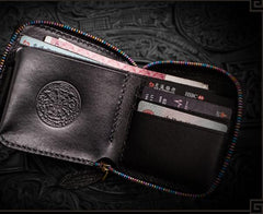 Handmade Leather Small Tooled Mens billfold Chain Wallet Cool Chain Wallet Biker Wallet for Men