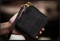 Handmade Leather Small Tooled Mens billfold Chain Wallet Cool Chain Wallet Biker Wallet for Men