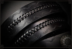 Handmade Black Mens Leather Belt Cool Leather Men Belt for Men