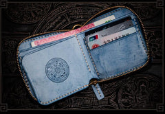 Handmade Leather Tibetan Mens billfold Wallet Cool Chain Wallet Biker Wallet for Men
