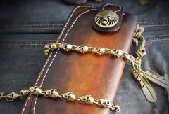 Handmade leather biker trucker wallet leather chain men Long wallet