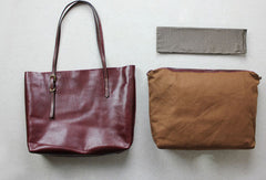 Handmade black leather tote bag vintage shoulder bag shopper bag women