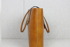 Handmade black leather tote bag vintage shoulder bag shopper bag women