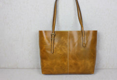 Handmade black leather tote bag vintage shoulder bag shopper bag women
