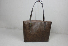 Handmade black leather tote bag vintage shoulder bag shopper bag women