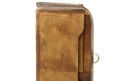 Cool mens long leather wallets vintage brown leaather long wallet for men - EverHandmade