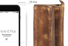 Handmade mens long leather wallet men vintage long wallet for men