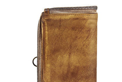 Cool mens long leather wallets vintage brown leaather long wallet for men - EverHandmade