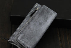 Handmade mens long leather wallet men vintage long wallet for men