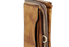 Cool mens long leather wallets vintage brown leaather long wallet for men - EverHandmade