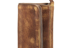 Handmade mens long leather wallet men vintage long wallet for men