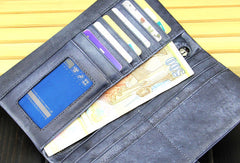 Cool mens long leather wallet vintage brown leaather long wallet for men