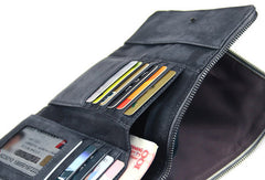 Handmade mens long leather wallet men vintage long wallet for men