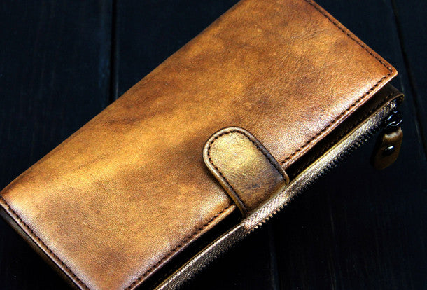 Vintage Cool mens long leather wallet men vintage long wallet for men