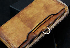 Cool mens long leather wallets vintage brown leaather long wallet for men - EverHandmade