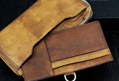 Cool mens long leather wallets vintage brown leaather long wallet for men