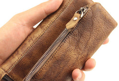 Handmade mens long leather wallet men vintage long wallet for men
