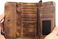 Handmade mens long leather wallet men vintage long wallet for men