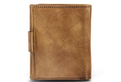 Handmade men billfold leather wallet men vintage green brown billfold wallet for him - EverHandmade