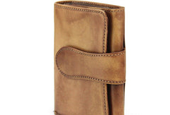 Handmade men billfold leather wallet men vintage green brown billfold wallet for him - EverHandmade
