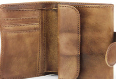Handmade men billfold leather wallet men vintage green brown billfold wallet for him - EverHandmade