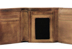 Handmade men billfold leather wallet men vintage green brown billfold wallet for him - EverHandmade