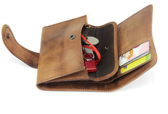 Handmade men billfold leather wallet men vintage green brown billfold wallet for him - EverHandmade