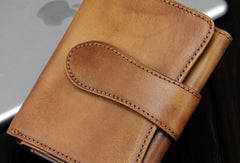 Handmade men billfold leather wallet men vintage green brown billfold wallet for him - EverHandmade