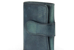 Handmade men billfold leather wallet men vintage green brown billfold wallet for him - EverHandmade