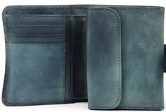 Handmade men billfold leather wallet men vintage green brown billfold wallet for him